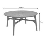 Colen teak wood table in natural shade Φ180x75cm - Image 5