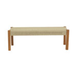Bench Uma teak wood and pe rope in natural shade 120x45x40cm - Image 2