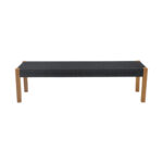 Bench Uma teak wood and pe rope in black shade 120x45x40cm - Слика 2