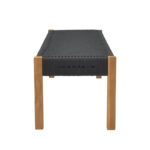 Bench Uma teak wood and pe rope in black shade 120x45x40cm - Слика 3