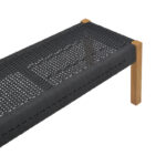 Bench Uma teak wood and pe rope in black shade 120x45x40cm - Слика 4