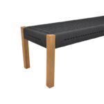 Bench Uma teak wood and pe rope in black shade 120x45x40cm - Слика 5