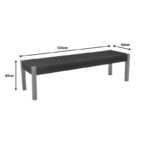 Bench Uma teak wood and pe rope in black shade 120x45x40cm - Слика 6