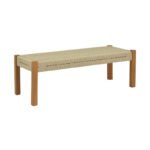 Bench Uma teak wood and pe rope in natural shade 150x45x40cm