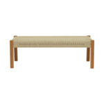 Bench Uma teak wood and pe rope in natural shade 150x45x40cm - Image 3