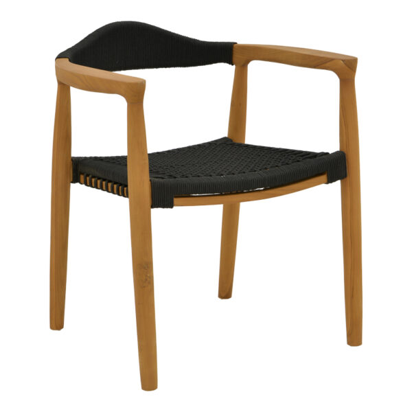Armchair Ganny teak wood and pe rope in black shade 59x56x71cm