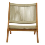 Foldable armchair Seeal teak wood and pe rope in natural shade 61x76x72cm - Слика 4