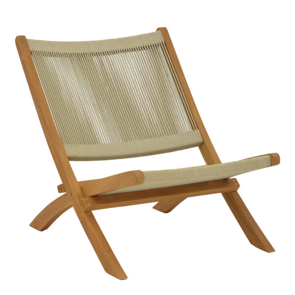 Foldable armchair Seeal teak wood and pe rope in natural shade 61x76x72cm