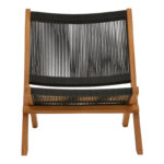 Foldable Seeal armchair teak wood and pe rope in black shade 61x76x72cm - Слика 4