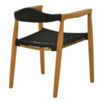 Dining set 9 pcs Ganny-Pino teak wood in natural - black shade 180/240x100x75cm - Слика 3