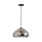 Ceiling lamp Ovalone Ε27 silver metal-glass D30x16,5cm