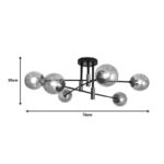 Multi-light ceiling lamp Catrene black metal-glass 76χ30cm - Image 2