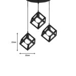 Three-light ceiling lamp Kibe I black metal 48x28cm - Image 2