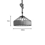 Pormode ceiling lamp black metal-natural rope D30x15cm - Image 2