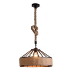 Pormode ceiling lamp black metal-natural rope D30x15cm