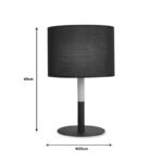 Table lamp Kerky black-natural metal-wood-fabric D25x40cm - Image 2