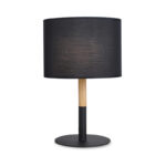 Table lamp Kerky black-natural metal-wood-fabric D25x40cm