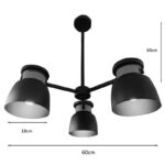 Pomonge three-light ceiling lamp black metal-wood D60x70cm - Слика 2