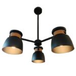 Pomonge three-light ceiling lamp black metal-wood D60x70cm