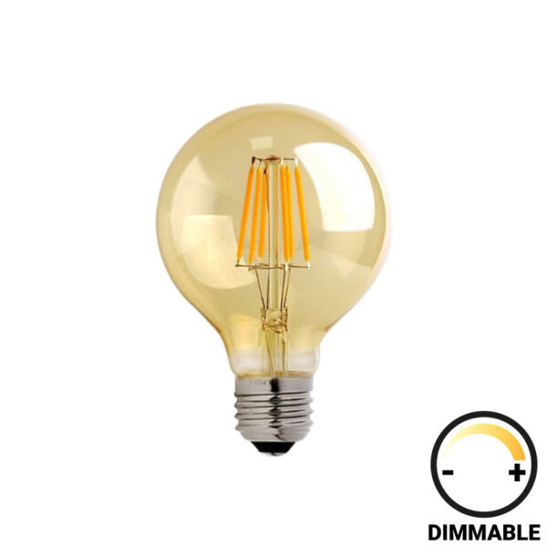 LED светилка G95 Сијалица со затемнување 4W E27 200-220V килибарна