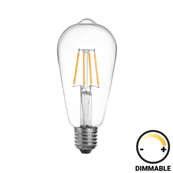 LED светилка ST64 Сијалица со затемнување 4W E27 проѕирна