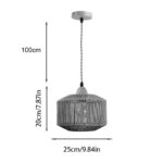 Siang single-light ceiling lamp, metal-rope in natural shade, Φ25x20cm - Слика 3