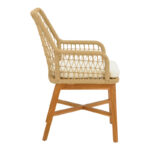Armchair Elaiza pakoworl teak wood and pe rope in natural-beige shade with cushion 58x60x90cm - Image 3