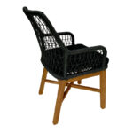 Armchair Elaiza teak wood and synthetic rope in natural-black shade with cushion 58x60x90cm - Слика 2