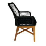 Armchair Elaiza teak wood and synthetic rope in natural-black shade with cushion 58x60x90cm - Слика 3