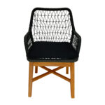 Armchair Elaiza teak wood and synthetic rope in natural-black shade with cushion 58x60x90cm - Слика 4