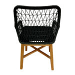 Armchair Elaiza teak wood and synthetic rope in natural-black shade with cushion 58x60x90cm - Слика 5