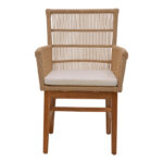 Inca armchair teak wood and pe rope in natural-beige shade with cushion 60x61x90cm - Image 4
