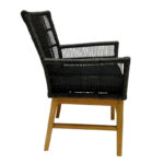 Inca armchair teak wood and synthetic rope in natural-black shade with cushion 60x61x90cm - Image 3