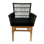Inca armchair teak wood and synthetic rope in natural-black shade with cushion 60x61x90cm - Image 4
