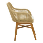 Kalie armchair teak wood and pe rope in natural-beige shade with cushion 60x61x80cm - Image 3