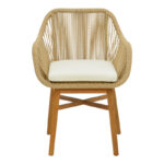 Kalie armchair teak wood and pe rope in natural-beige shade with cushion 60x61x80cm - Image 4