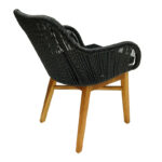 Kalie armchair teak wood and synthetic rope in natural-black shade with cushion 60x61x80cm - Image 2