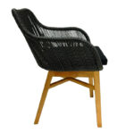 Kalie armchair teak wood and synthetic rope in natural-black shade with cushion 60x61x80cm - Image 3