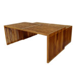 Tinnie table set of 2 teak wood in a natural shade - Image 2