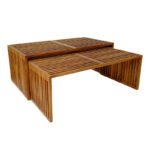 Tinnie table set of 2 teak wood in a natural shade