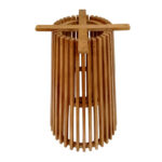 Indoor use bar table base Galy mindi wood in natural shade D60x90cm - Image 2