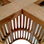 Indoor use bar table base Galy mindi wood in natural shade D60x90cm - Image 5