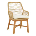 Dining set 7pcs Elaiza-Pablo teak wood in natural-beige shade 240x100x76cm - Image 2
