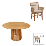 Трпезариски сет Inca-Kenda 5 парчиња во природно-беж нијанса Φ120x75 см