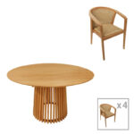 Трпезариски сет Granny-Kenda 5 парчиња во природно-беж нијанса Φ120x75 см