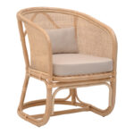 Querke armchair natural color rattan-beige cushion 57x64x76cm