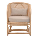 Querke armchair natural color rattan-beige cushion 57x64x76cm - Image 4