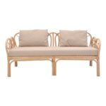 2-seater Ytrone sofa natural color rattan-beige cushion 166x61.5x71cm - Image 2