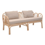 2-seater Ytrone sofa natural color rattan-beige cushion 166x61.5x71cm