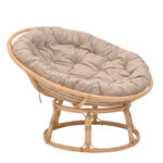 Servey armchair natural color rattan pe-beige cushion D115x58cm